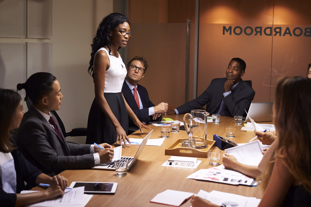 Team meeting in a boardroom